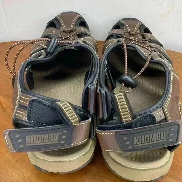 KHOMBU COMFORT Size 10 Brown Tan Black Fisherman Sandal Shoe - Picture 4 of 8